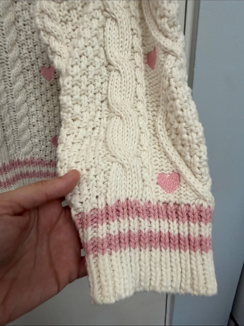 Taylor Swift Lover Cream Cardigan with Pink Hearts - Picture 6 of 10